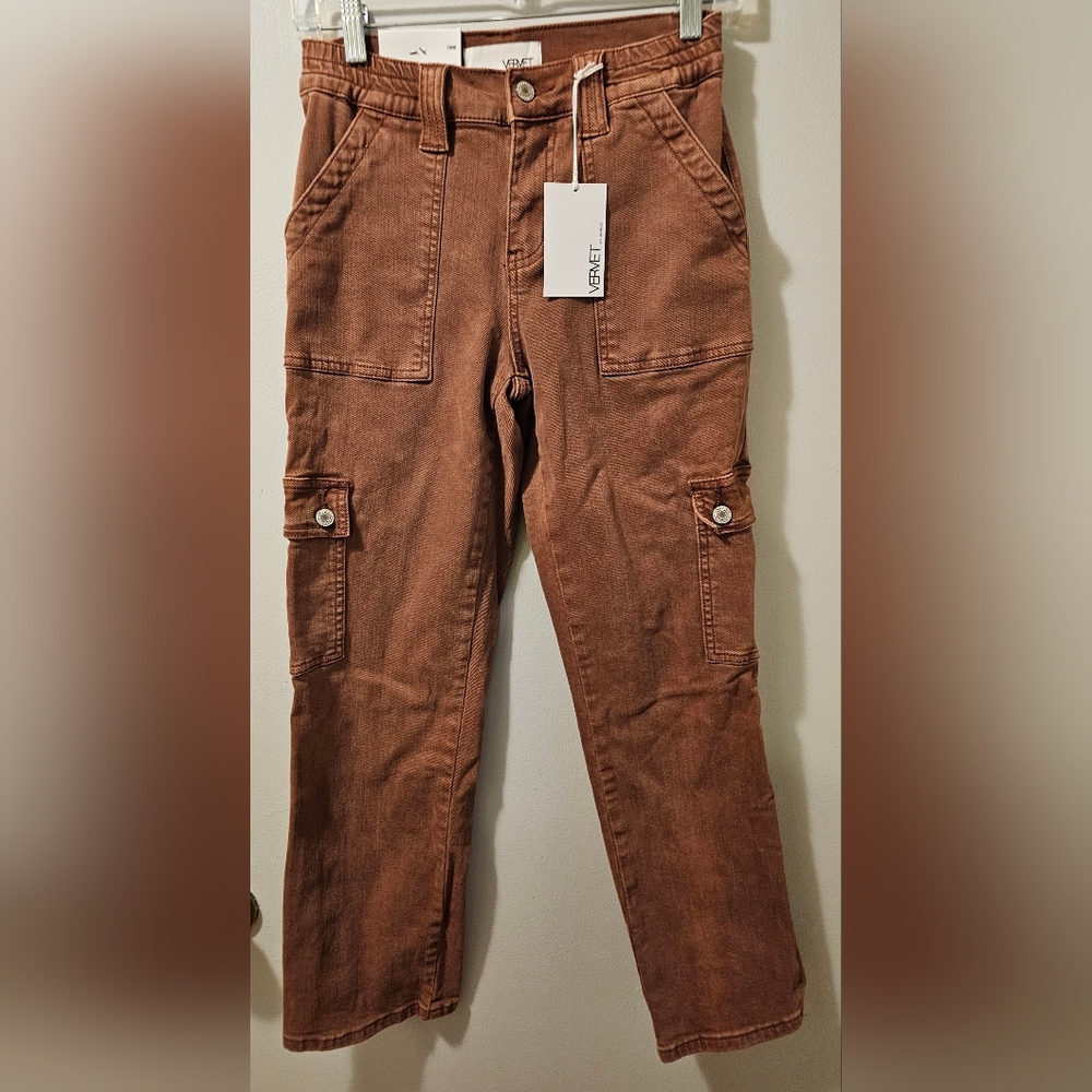 Vervet Dixie Utility Jeans Pink Cargo Pockets Women's Size 25 NWT